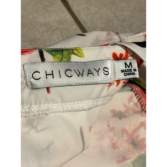 Chicways Polka Dot & Floral Print Halter Romper Tie closure Polyester/Spandex M - Picture 6 of 13